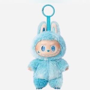 Labubu Big Into Energy Hope Blue Furry Monster Keychain